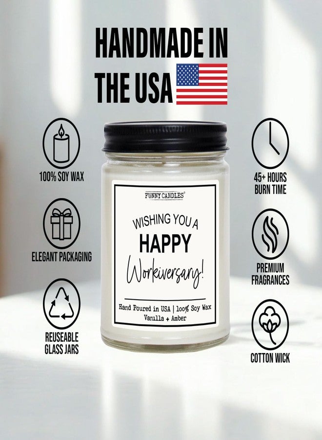 Funny Candles Happy Workiversary Candle - Funny Employee Appreciation Gift - Vanilla Scented, 100% Soy Wax - Office Gift for Coworkers, Boss, Team, Work Anniversary - Made in USA - Funny Candles - Image 2